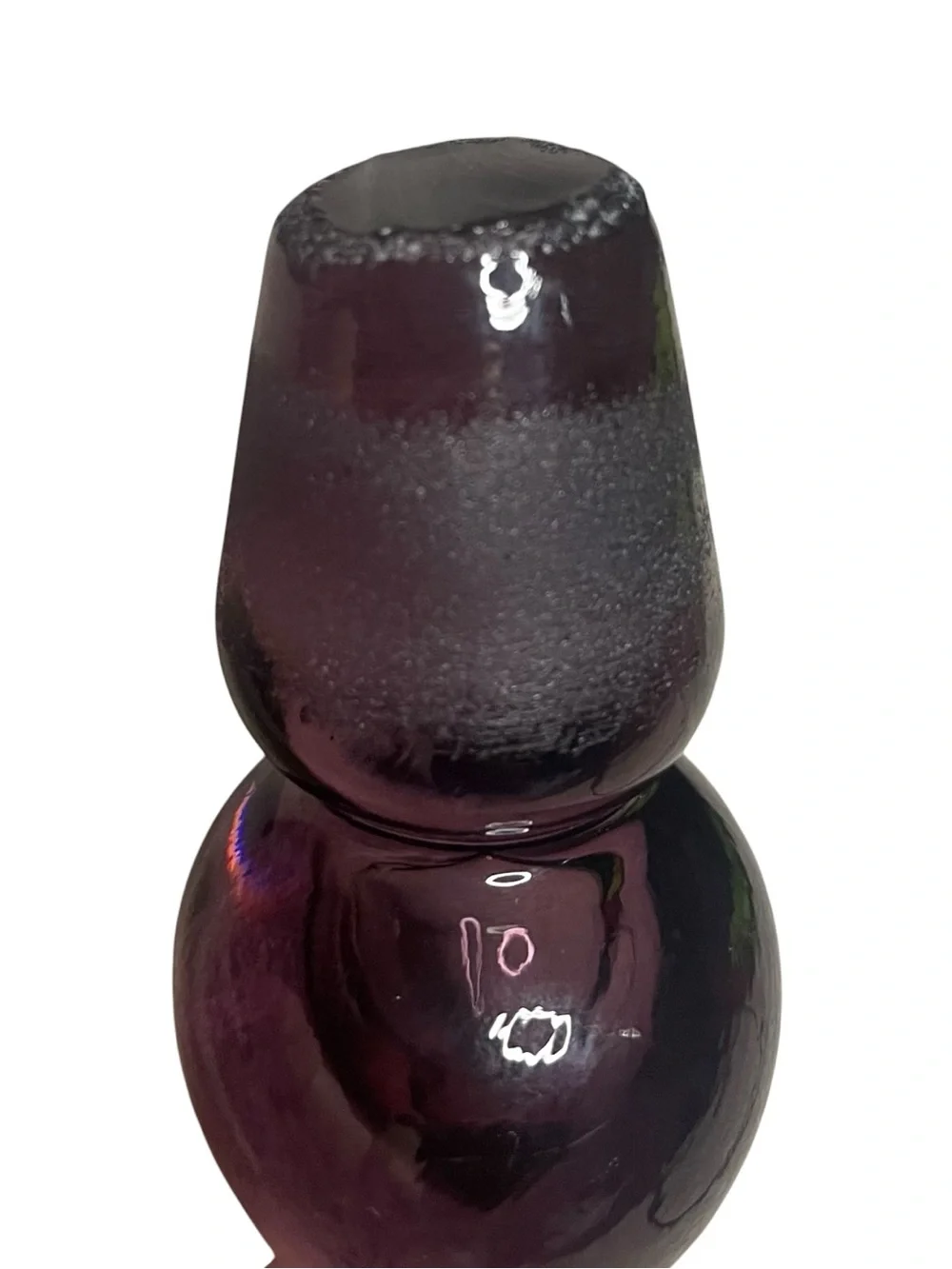 Vintage Empoli Style Amethyst Purple Glass Genie Decanter Stopper 15” MCM Italy